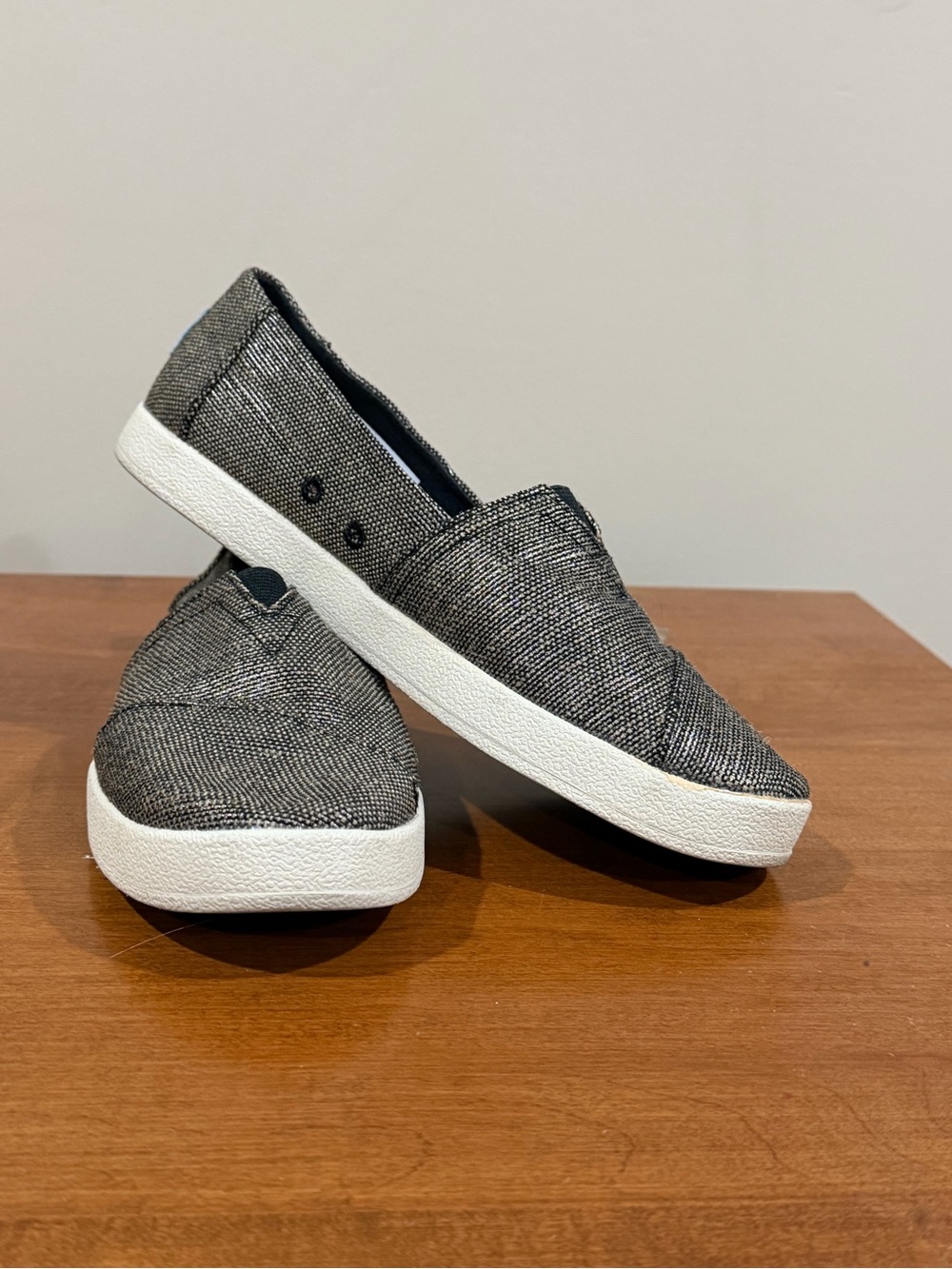 Toms Slip-On Sneakers in Charcoal and White